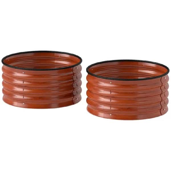 23 in. L x 23 in. W x 11.8 in. H Dark Brown Galvanized Steel Raised Beds Set of 2