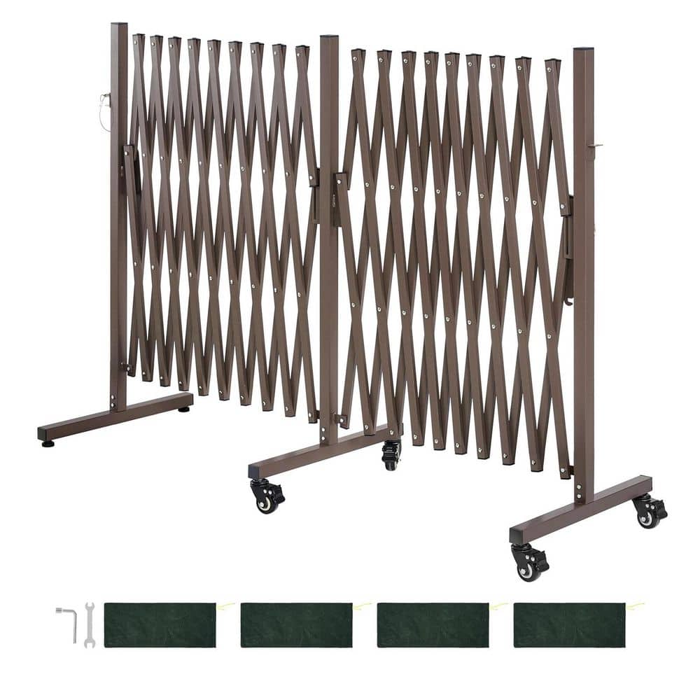 Double Expandable Barricades, 237.4 in. W x 40.16 in. H Brown Iron Free Standing Security 1-Pack, Locking Casters price history on PriceWatchPro