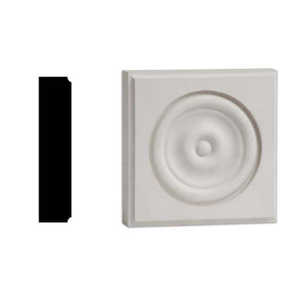 Woodgrain Millwork WP 378 7/8 in. x 3-7/8 in. x 3-7/8 in. Medium Density Fiberboard Rosette Block Moulding
