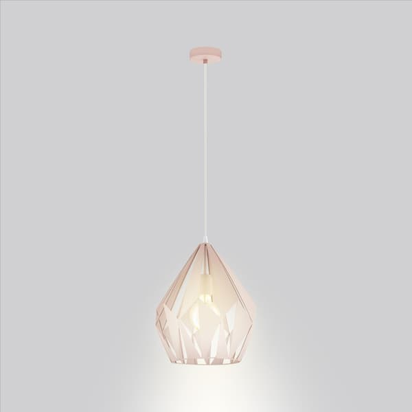intern Onzuiver Versterker Eglo Carlton 1-Light Pastel Apricot Geometric Pendant with Metal Shade  49024A - The Home Depot
