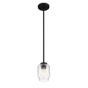 1-Light Coal Mini Pendant with Clear Seedy Glass