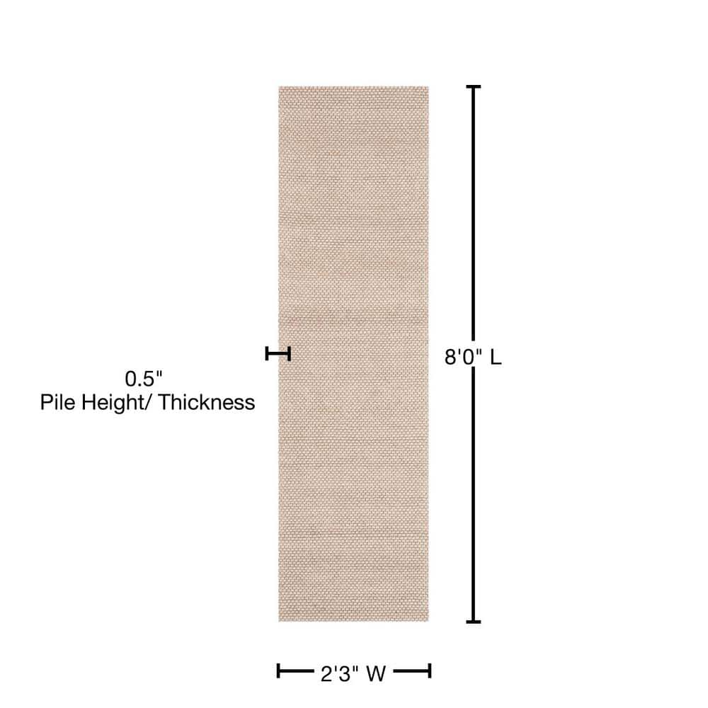 Beige Braided Hand-Tufted Wool Runner Rug 2'3" x 8'