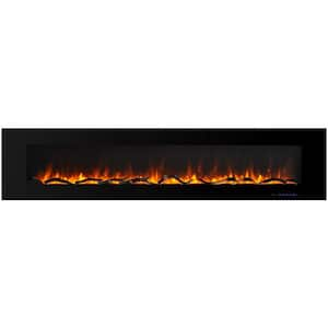 84 in. Recessed Electric Fireplace in Black