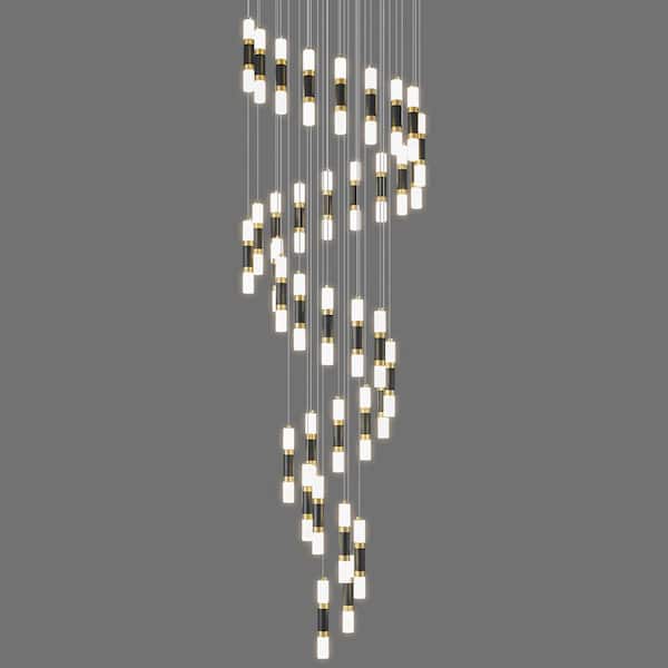 Home Lighting 216-Watt 36 Light Black Gold Dimmable Chandeliers Modern Pendant Light for Staircase Lobby 36Y-Light