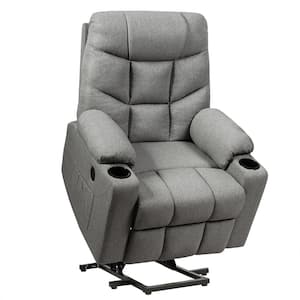 34.5 in. W Light Gray Power Lift Massage Recliner Fabric Sofa Chair with Remote Control