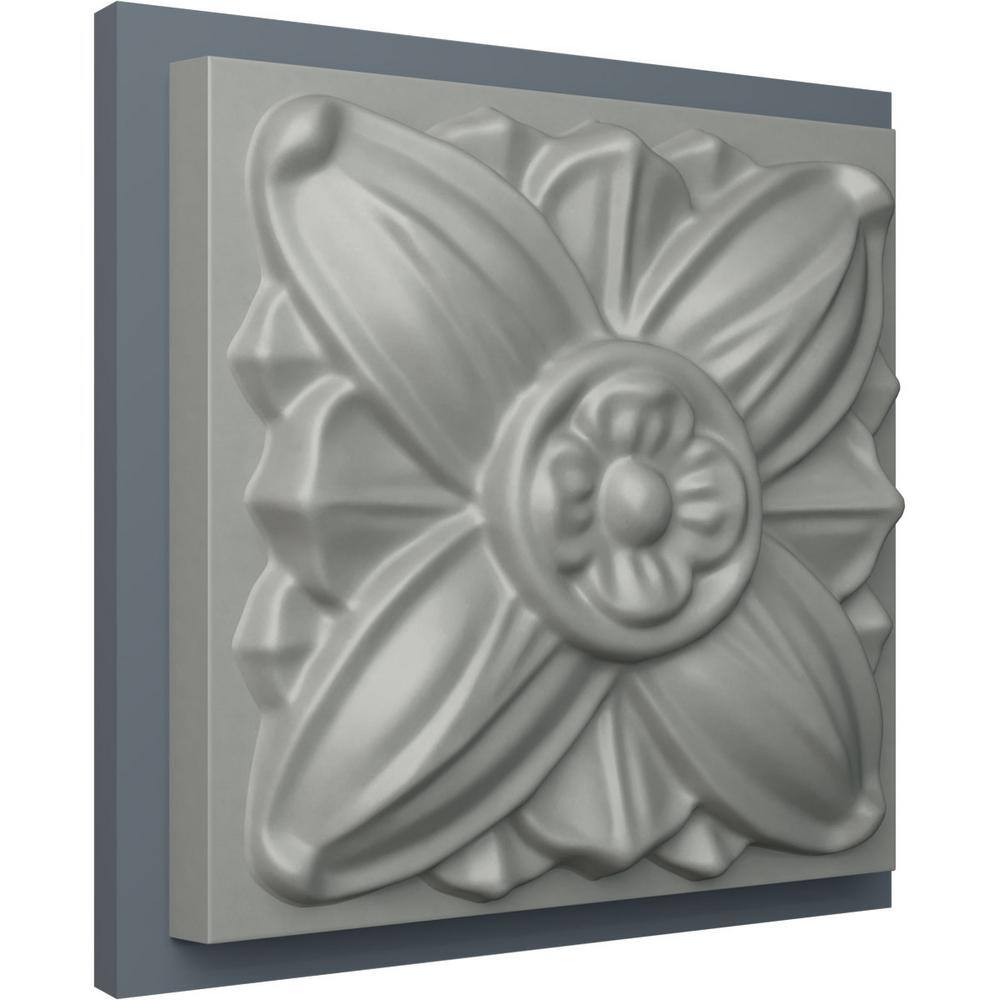 Primed White Square Floral Rosette Crown Molding