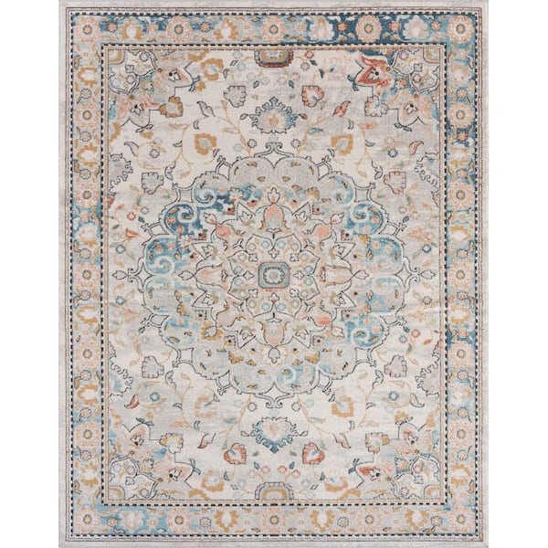 Tayse Rugs Anabel Medallion Cream 8 ft. x 10 ft. Indoor Area Rug