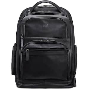 Buffalo Collection 15.6 in. Black Leather Backpack for Laptop