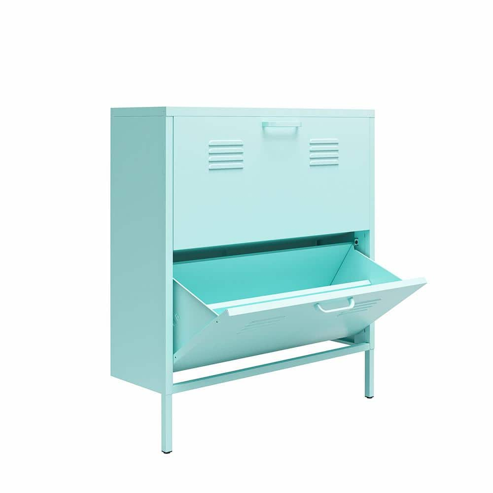 Novogratz Cache 2 Tier Metal Locker Style Shoe Storage Cabinet in Mint  3986930COM - The Home Depot