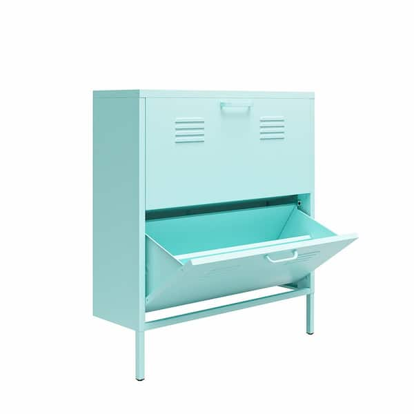 Novogratz Cache 2 Tier Metal Locker Style Shoe Storage Cabinet in Mint  3986930COM - The Home Depot