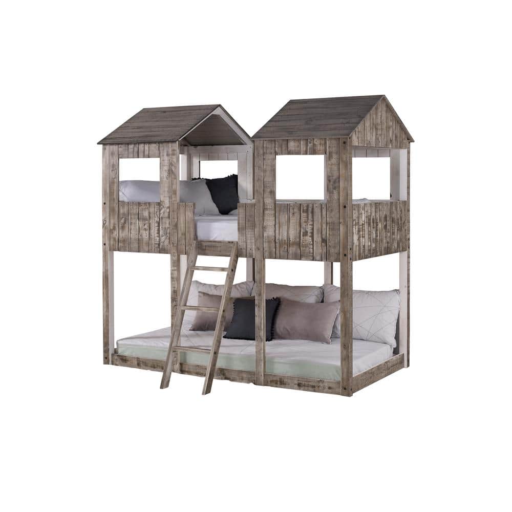 Donco Kids Rustic White Twin Sized, Rustic Twin Bunk Beds
