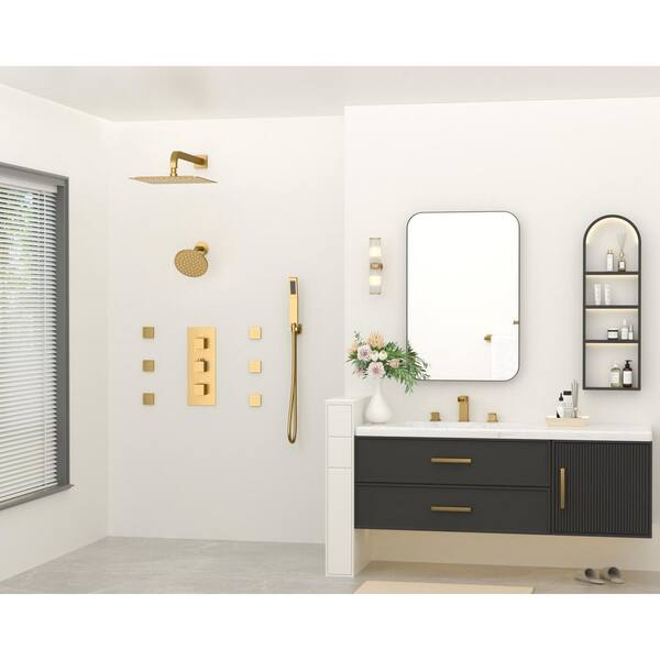 YAWWALK Thermostatic Triple Handles 8-Spray Dual Shower Head