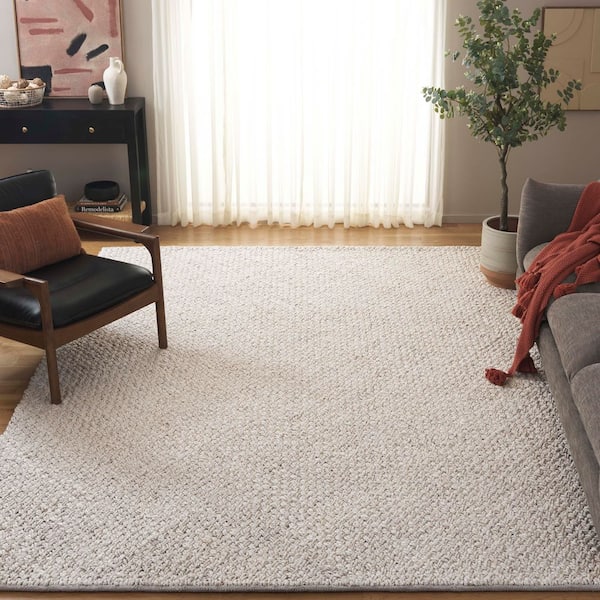 Natural Fiber 8 ft. x 10 ft. Bleach/Ivory Solid Color Area Rug