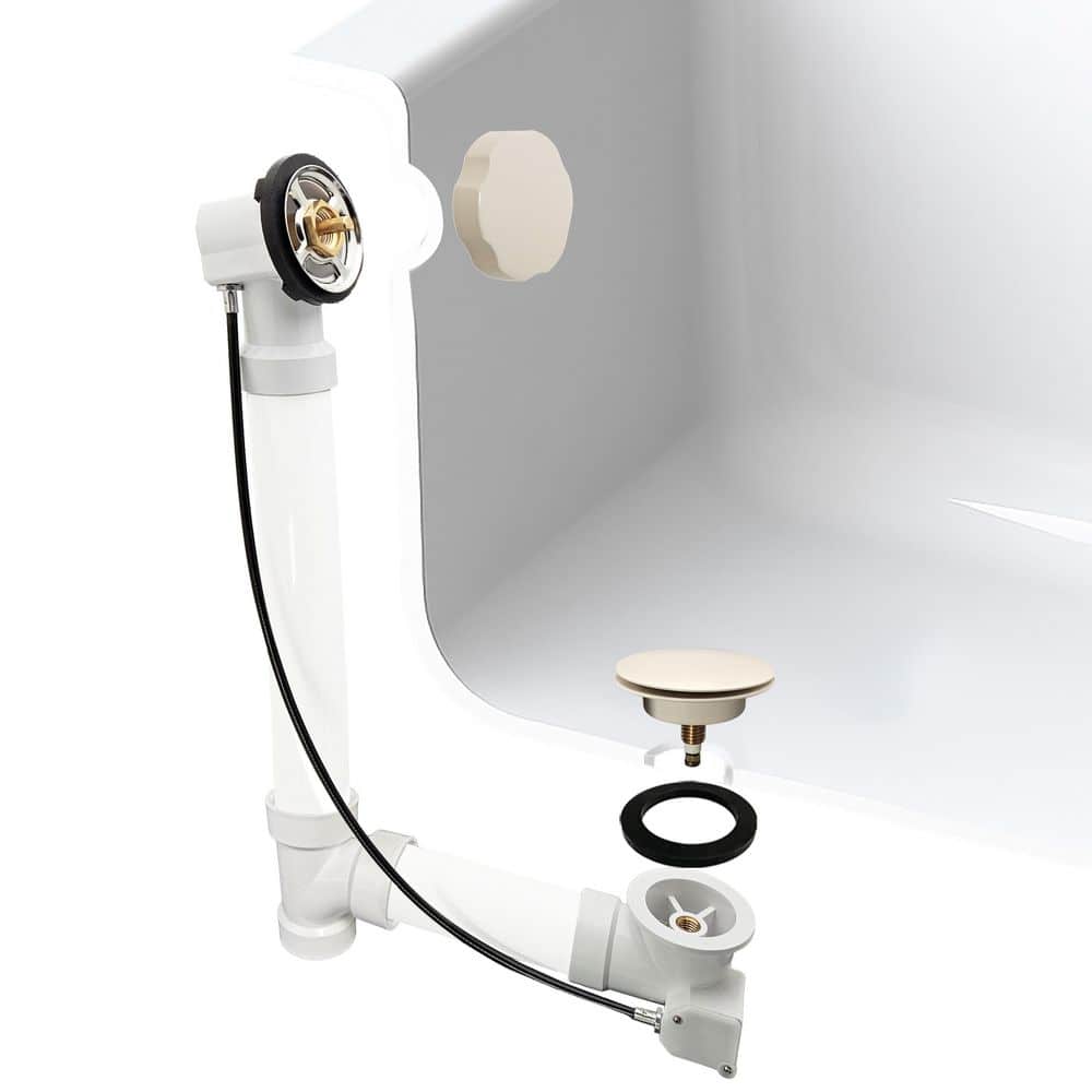 35 in. Cable Drive Bath Drain Trim with Rotary Overflow Cover Knob, Pop-Up Stopper-Sch. 40 PVC, Biscuit price history on PriceWatchPro