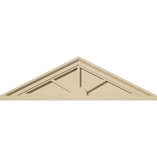 Ekena Millwork 32-in W x 9-in H x 2-in P (Pitch 6/12) Peaked Cap 3-SpokeSignature Urethane Pediment, Primed Tan