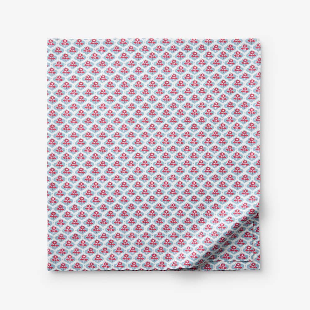 Company Cotton Mini Garden Block Blue/Pink Cotton Percale Twin/Twin XL Flat Sheet price history on PriceWatchPro