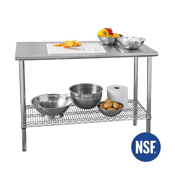 Seville Classics Stainless Steel Utility Table with Open Storage