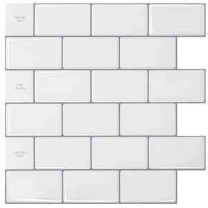 12 in. x 12 in. Vinyl Peel and Stick Tile New Version Warm White with Gray Grout for Kitchen Backsplash (8.2 sq.ft./Box)