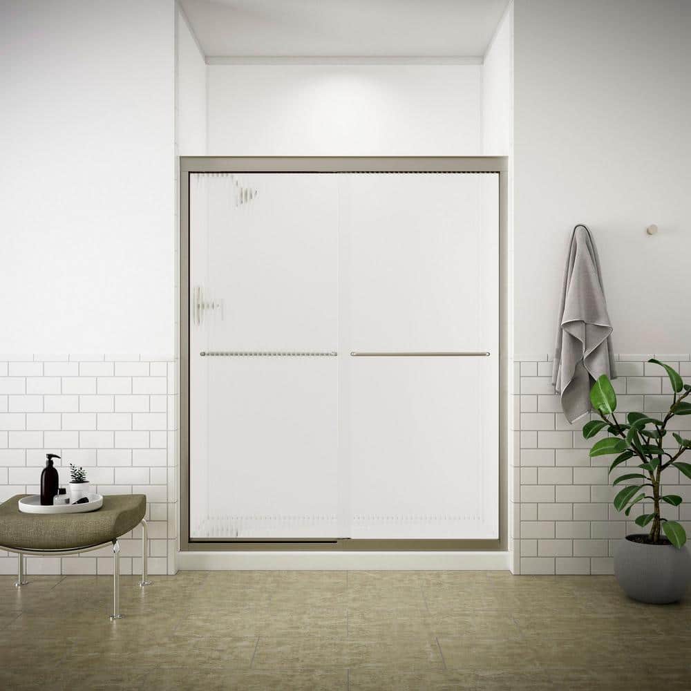 Fluence 59-5/8 in. x 70-5/16 in. Semi-Frameless Sliding Shower Door in Matt