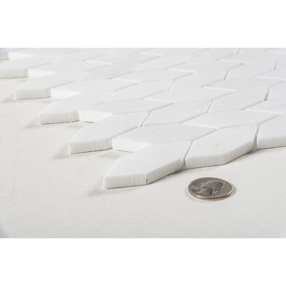 Pearl White Matte Elongated Hex Natural Stone Mosaic Tile