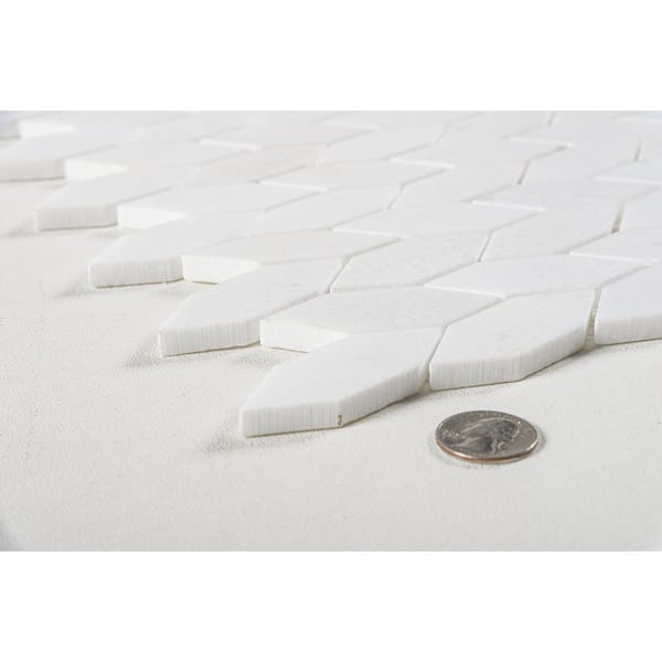 Channing Pearl Elongated Hex White 4.5 in. x 8.25 in. Smooth Natural Stone Mosaic Wall Tile Sample
