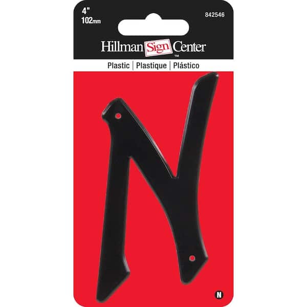 Hillman 4 in. Black Plastic Letter N