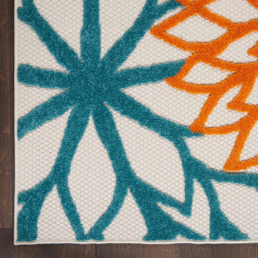 Tropical Aloha Bloom Turquoise Multicolor Floral Outdoor Rug
