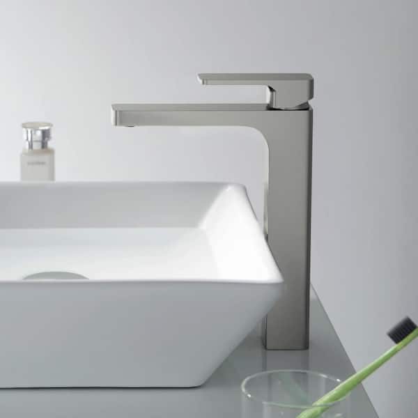 Single Hole Blaze Single Handle Bathroom Vanity Sink Faucet with Pop Up Drain in Brushed Nickel