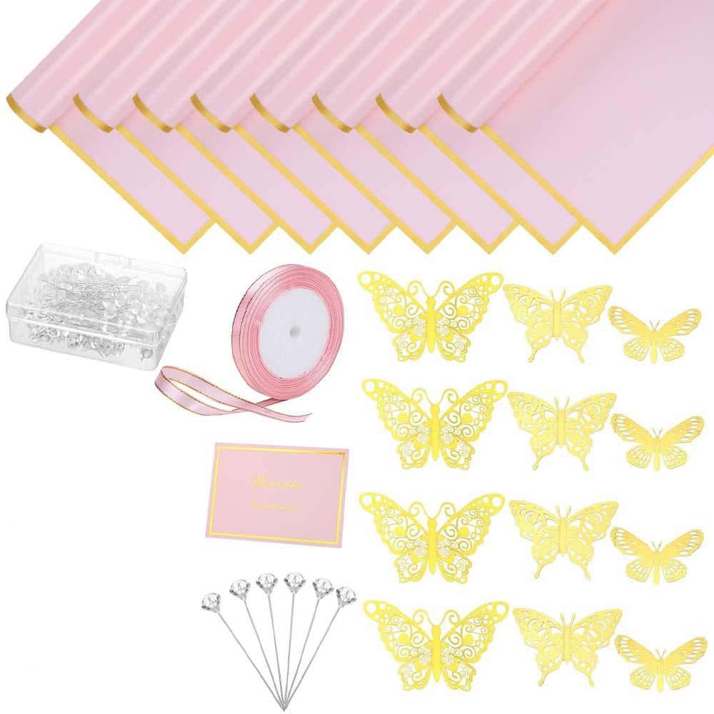 20-Sheets Waterproof Floral Wrapping Paper Kit with Greeting Cards Gold Butterflies Ribbon Pins for Gifts 93-Pieces price history on PriceWatchPro