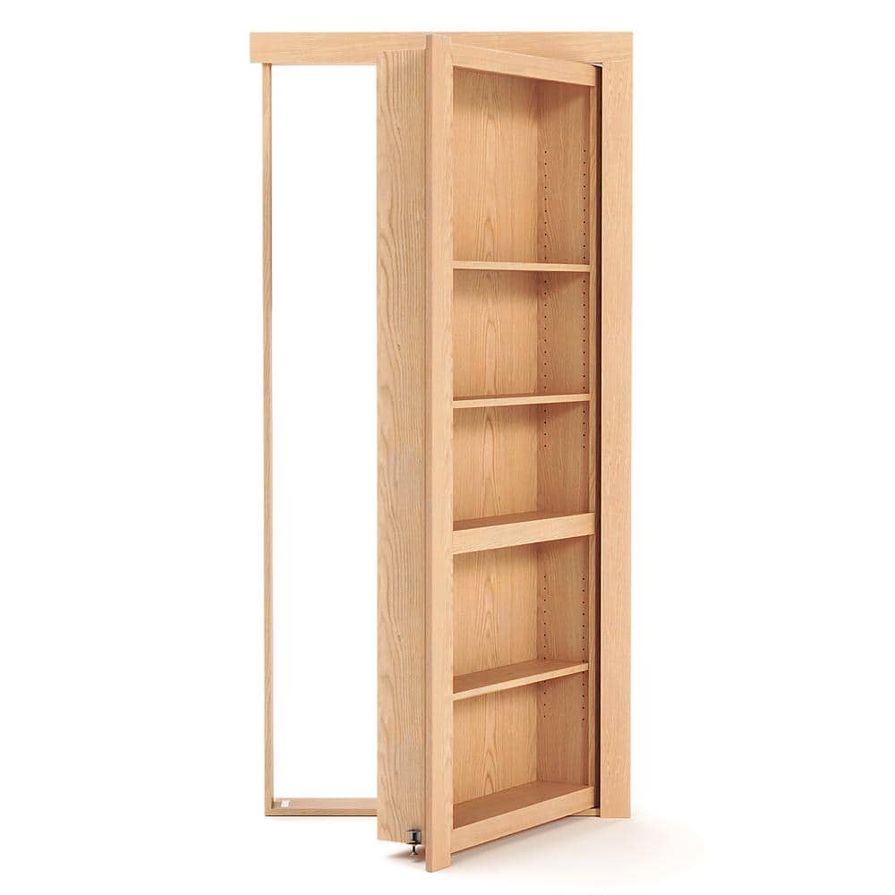 32'' x 80'' Unfinished Red Oak Hidden Bookcase Door