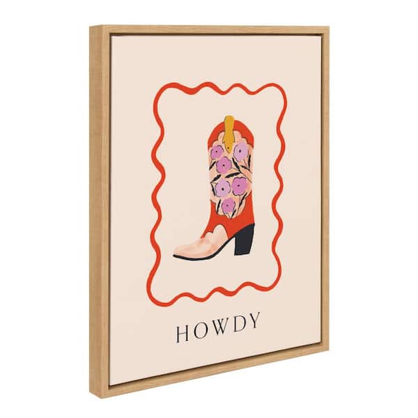 Kate and Laurel Sylvie Howdy Framed Canvas by Duchess Plum (Set of 1) Typography Art Print 18.00 in. x 24.00 in.