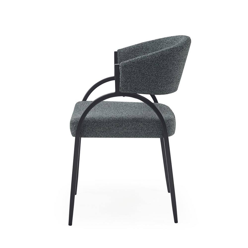 Dark Green and Black Metal Upholstered Arm Chairs, Set of 2