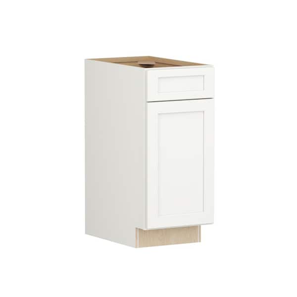 Shaker Full Overlay 15 in. W. x 24 in. D x 34.5 in. H Plywood Assembled Base Kitchen Cabinet in Linen White