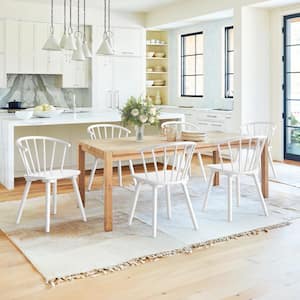 Winson White Solid Wood Talia Dining Chair Windsor Back Farmhouse Spindle Dining Chair Side Chair Set of 6