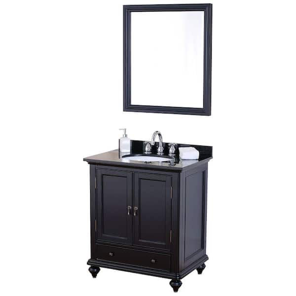 Pegasus Lancaster 30 in. Birch Vanity Cabinet with Mirror in Brushed Ebony