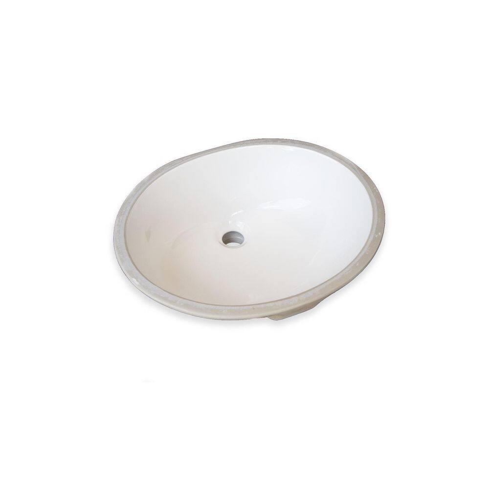 Bisque Ceramic Oval Undermount Bathroom Sink with Overflow