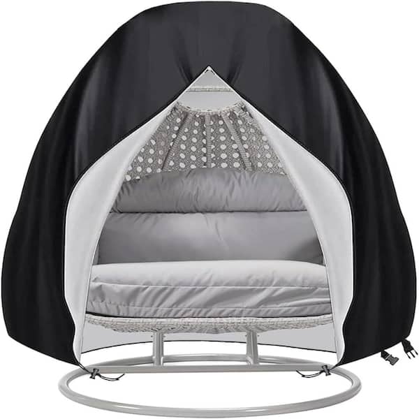 91 x 87 in Double Egg Chair Cover Waterproof 420D Black 1 Pc