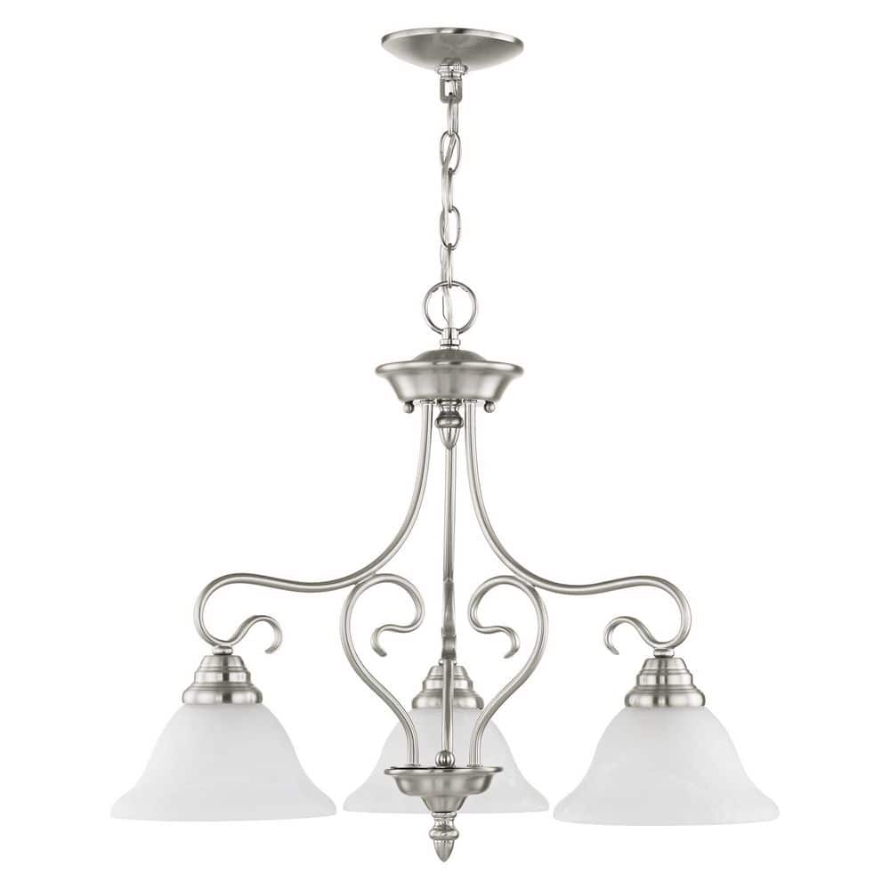 Elegant Coronado Brushed Nickel Chandelier with Alabaster Glass Shades