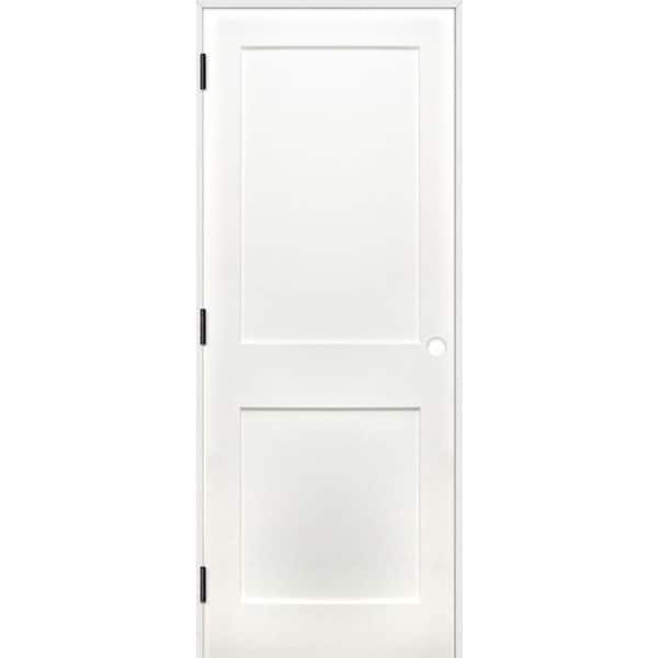 Pacific Entries 18 in. x 80 in. Shaker Unfinished 2-Panel Solid Core Primed Pine Wood Reversible Single Prehung Interior Door