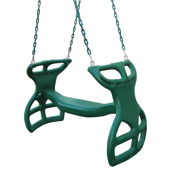 Gorilla Playsets Dual Ride Green Glider Swing with Green Coated Chains
