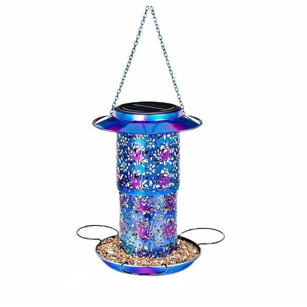 Phewnyzo Blue Outdoor Hanging Metal Waterproof Bird Feeder Beaty Birthday Gift for Women Mom Grandma and Bird Lovers