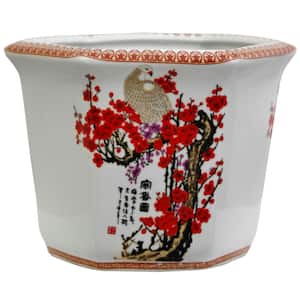 10 in. Cherry Blossom Porcelain Flower Pot