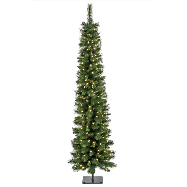 National Tree Company 6 ft. Pre-Lit Nooksack Fir Pencil Slim Artificial Christmas Tree with LED Lights