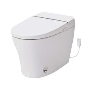 Smart 1-Piece 1.38 GPF Dual Flush Elongated Toilet in White with Heated Seat and Foot sensor Flush, Night Light