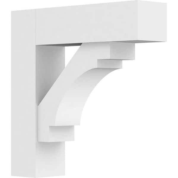 Ekena Millwork Standard Merced 3 in. W x 14 in. H x 14 in. D Signature Urethane Polyurethane Bracket With Block Ends