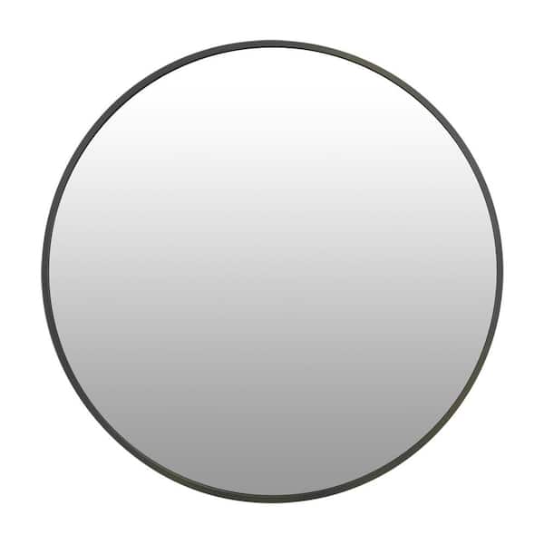 WELLFOR 20 in. W x 20 in. H Round Metal Framed Wall-Mounted Bathroom Vanity Mirror in Black