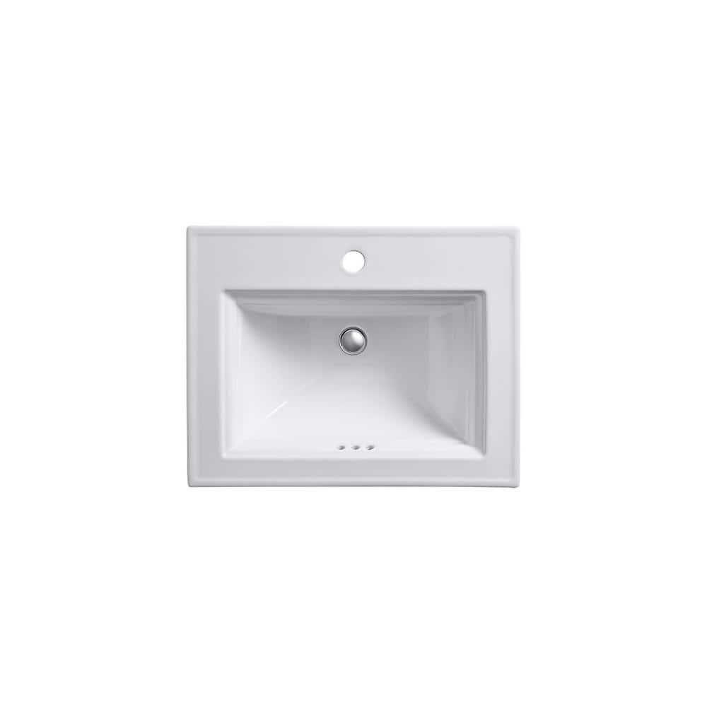 Elegant White Ceramic Rectangular Drop-In Bathroom Sink