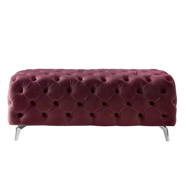 Ottoman bench for bedroom,living room,purple tufted velvet fabric rectangle 
