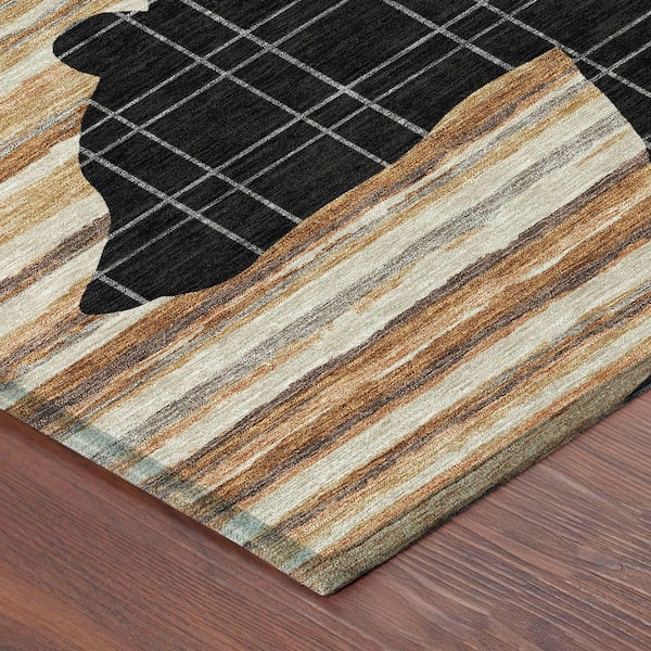 Chantille Machine Washable Indoor/Outdoor Abstract ACN2577 Black 10 ft. x 14 ft. Area Rug