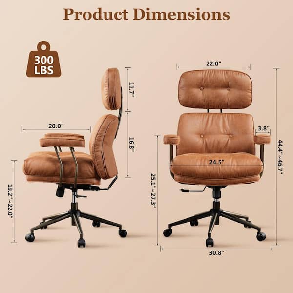 Allwex Kro Suede Swivel Ergonomic Office Task Chair in Light Brown